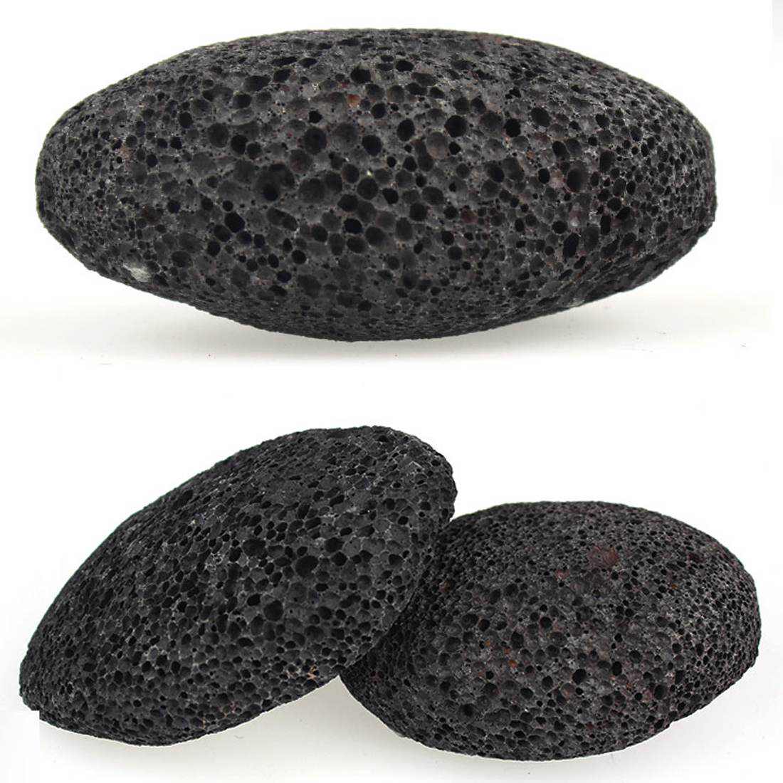 Oval black volcanic pumice stones for foot care