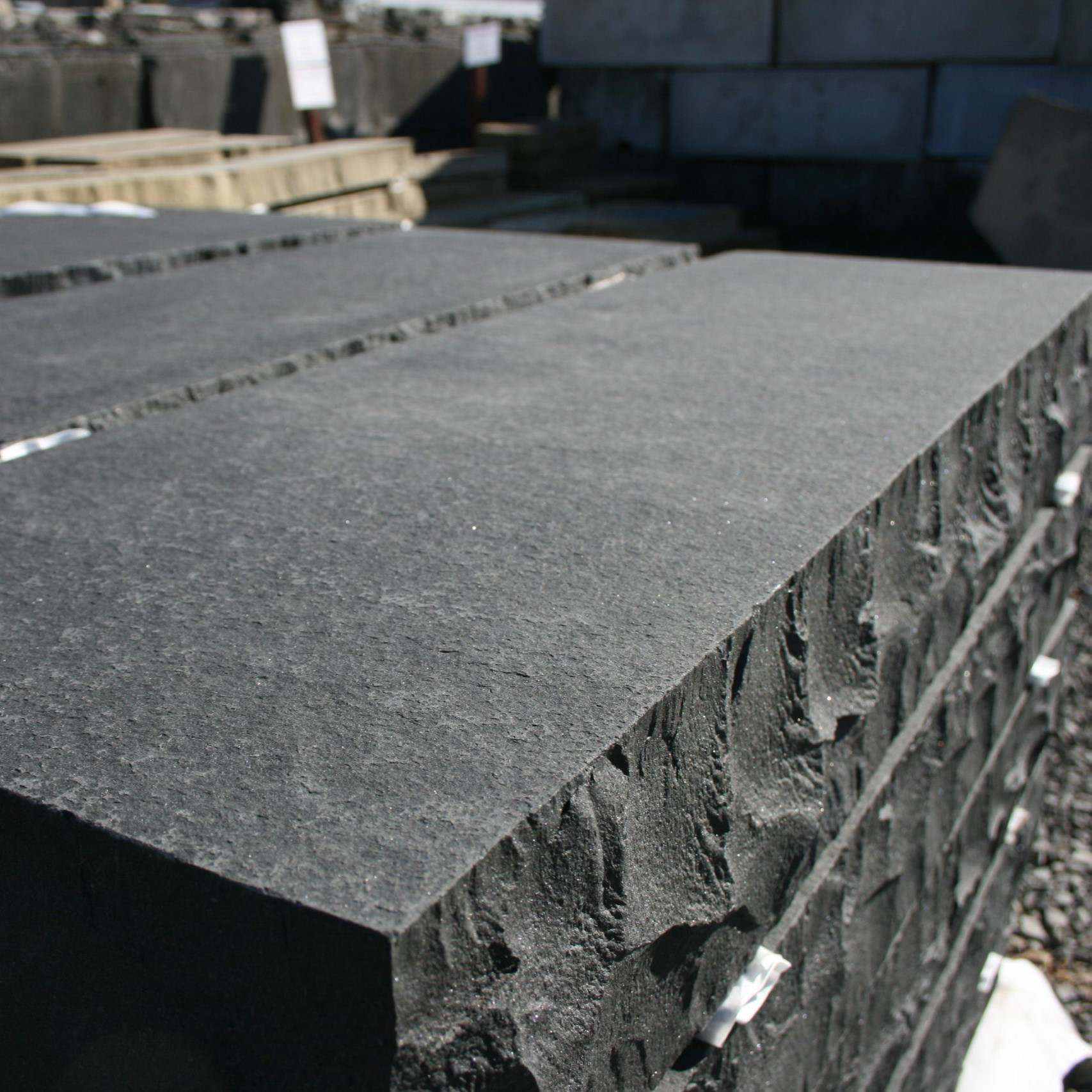 Mongolia Black basalt step blocks with flamed tops and natural split edges