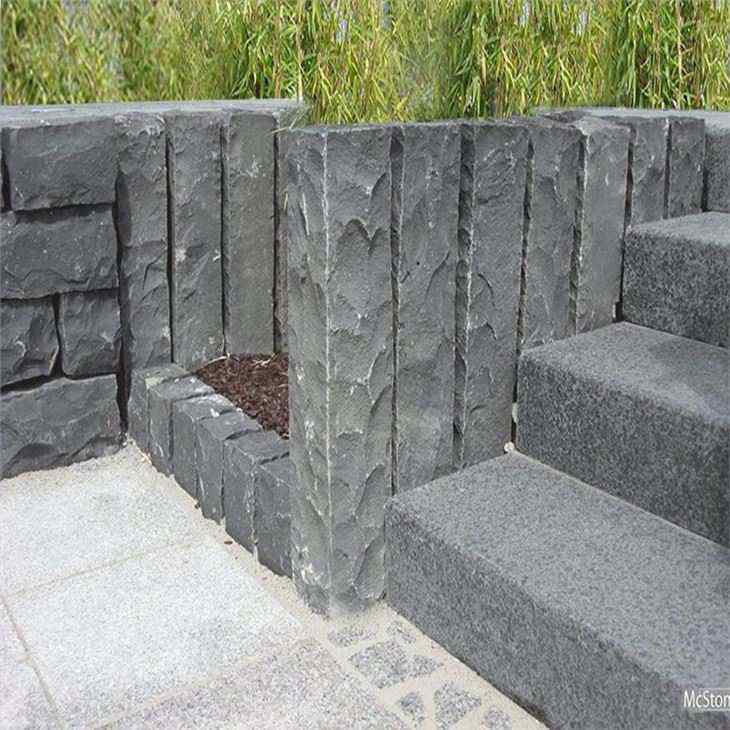 Black Basalt Palisade Stone Kerb for Garden