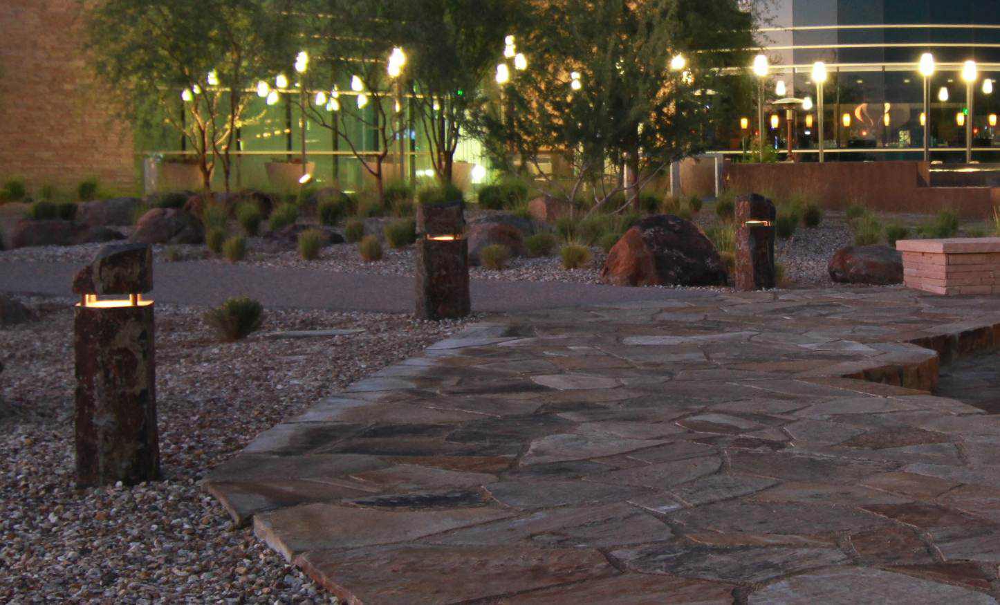 Black Basalt Stone Columns Lights for Pathway