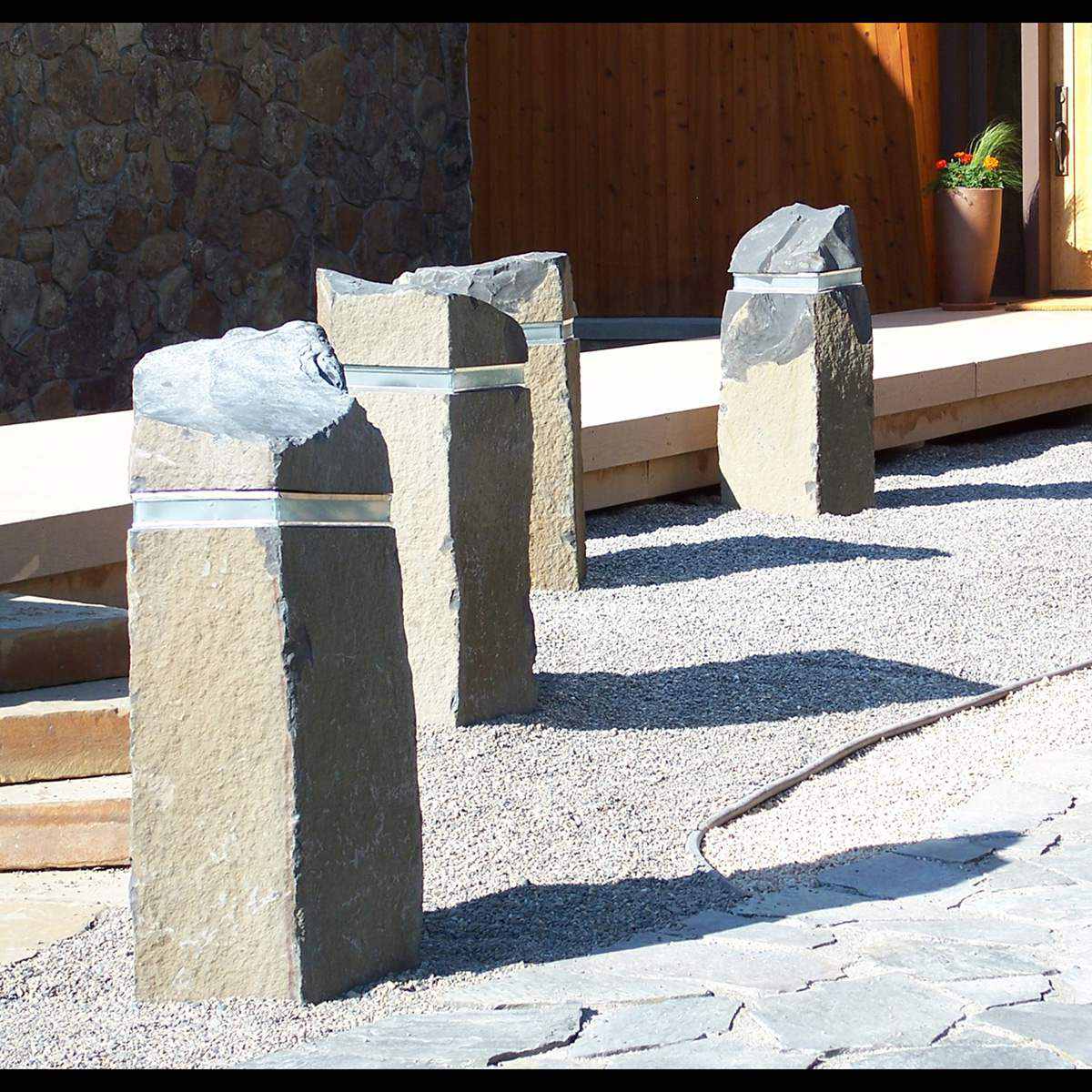 Ingenious Black Basalt Stone Columns Lights for Pathway