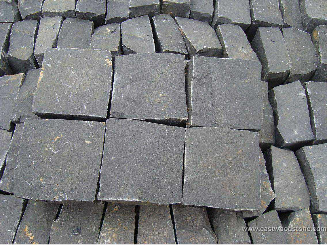 Natural Split Nergo Black Basalt Cobble Stone Paver