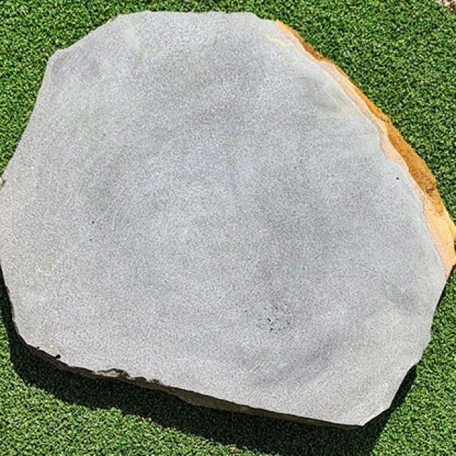 Single irregular grey basalt stepping stone with a honed top