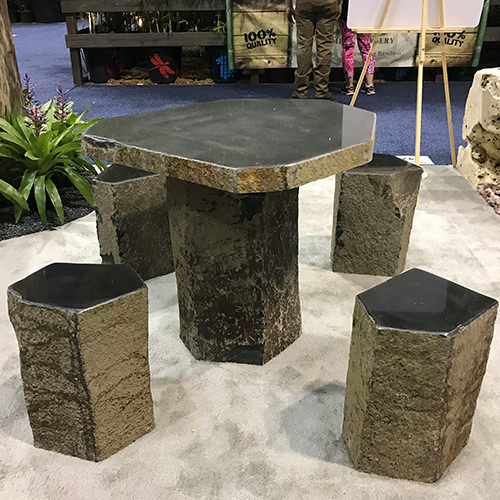 Natural Black Basalt Table and Chairs Garden Stone Furniture