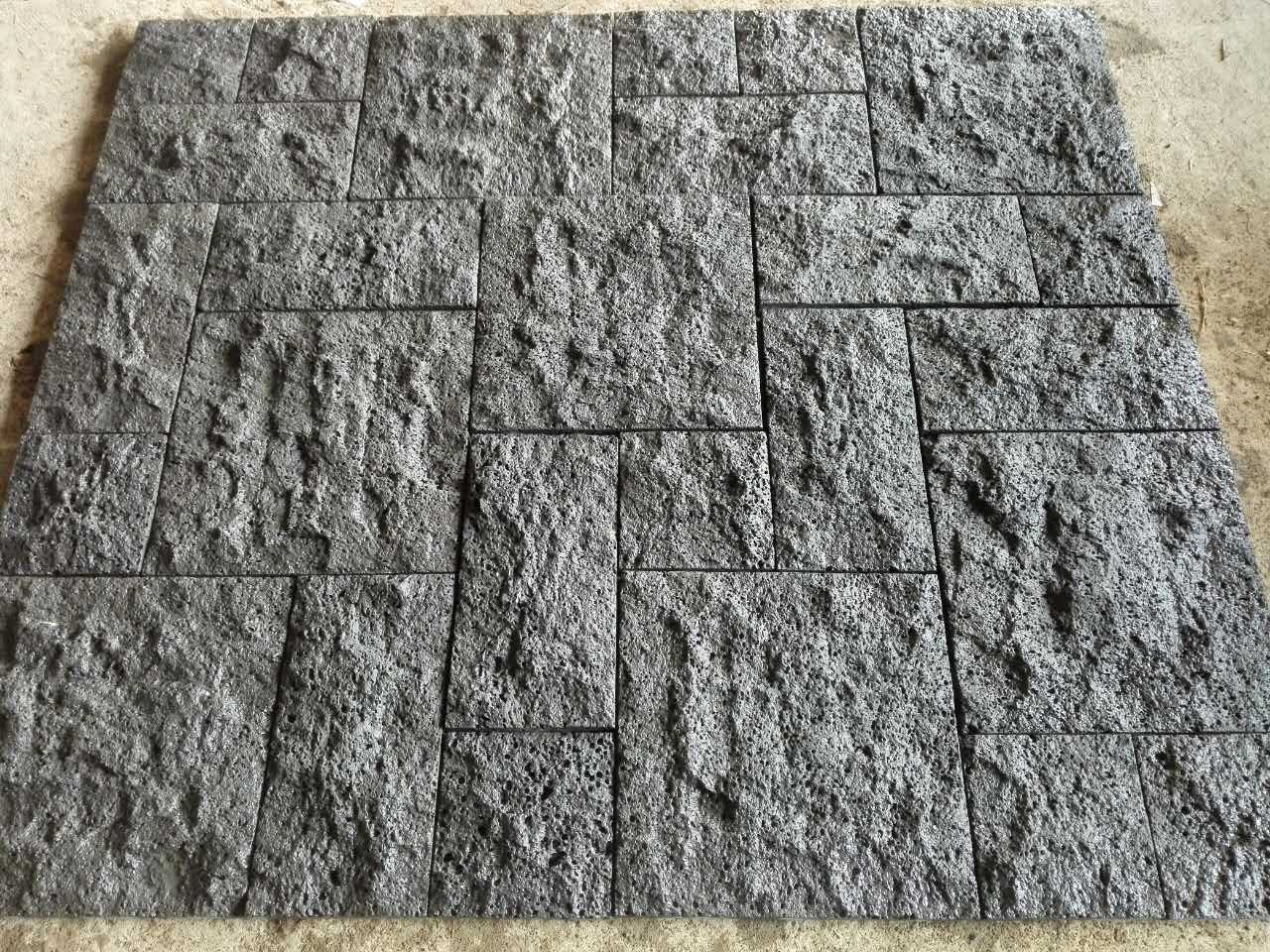 Rough Face Black Basalt Lava Stone Wall Tiles
