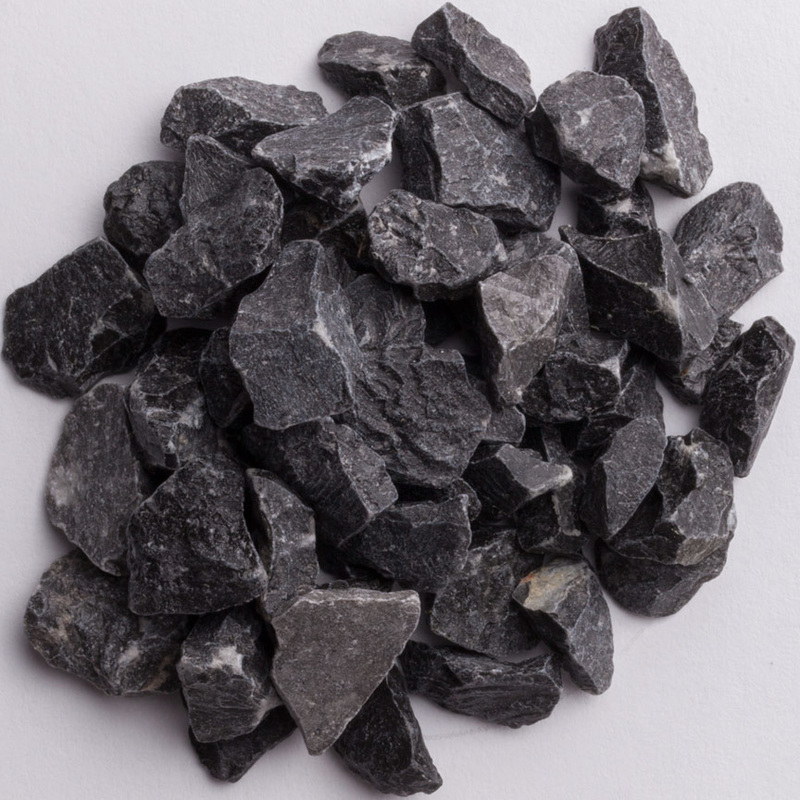 Basalt Chippings Black basalt chippings, about 10 to 30 mm, for driveways and construction